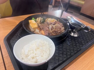 Beef Sukiyaki with Rice on a Tray