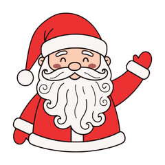 Cute Happy Santa Claus Waving Hand Cartoon Character