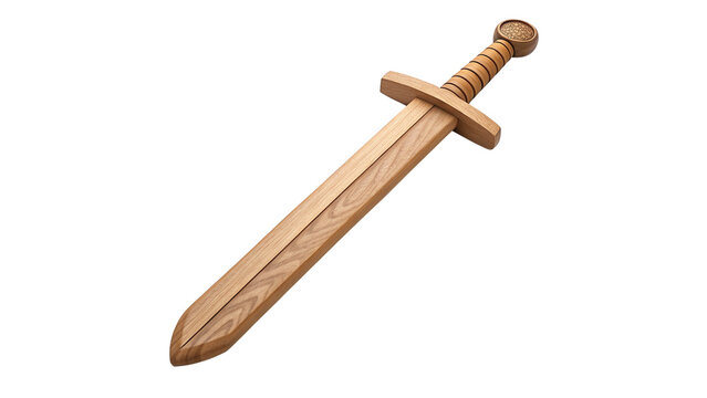 Wooden Roman Gladius Training Sword for Kids Isolated on Transparent Background