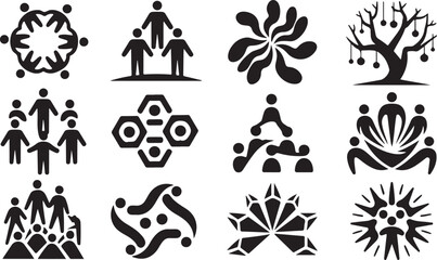Abstract and Symbolic Iconography Representing Community, Growth, and Connection Keywords: community, connection, teamwork, unity, people, group, abstract, symbolic, icon, logo, design elements