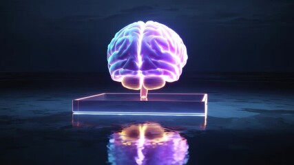 Dynamic glowing brain animation, futuristic concept for science and technology videos, 4K - Powered by Adobe