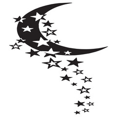 Black Circle Floral moon & star Design