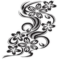 White Flower in Black Circle