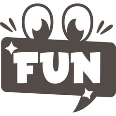 Playful Fun Word Bubble With Cartoon Eyes Sparkles And Stars On Transparent Background