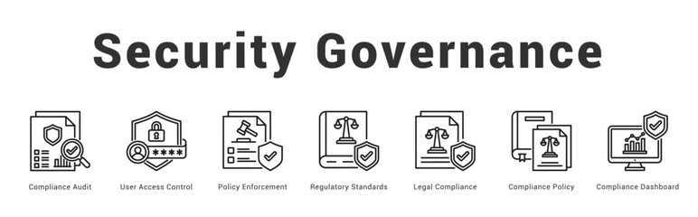 Security Governance Modern and clean web banner illustration featuring thematic icons for visual communication