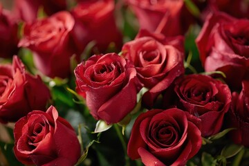 Obraz premium Stunning red roses arranged in a vibrant bouquet to express love and affection for any special occasion, perfect for romantic gestures, anniversaries, or heartfelt surprises