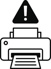 Printer Error Line Icon - Warning Alert Vector Symbol