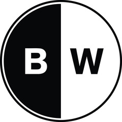 Black and White BW Monogram Circle Icon - Minimalist Logo Vector Symbol