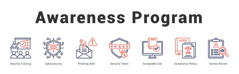 Awareness Program Modern and clean web banner illustration featuring thematic icons for visual communication