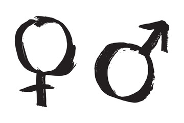 Hand drawn female and male gender identity sign Symbol used to represent sex and gender Single element for print, web, design, decor