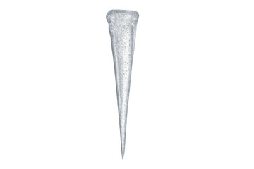 Icicle forming, transparent water freezing in winter, cold weather ice element with a sharp tip
