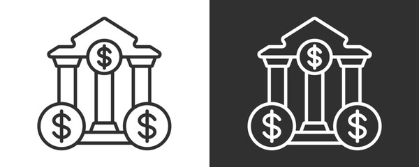 Bank Icon Set Vector Collection Isolated In Black And White