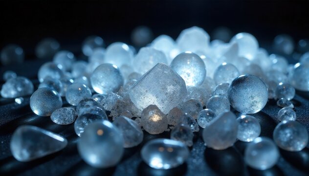 Interconnected crystal formations pulsing with loving, vibrant spiritual energy. A cluster of clear, geometric crystals, subtly glowing and pulsing with soft, vibrant light. The crystals are