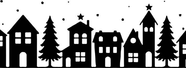 Winter Village Silhouette