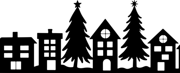 Winter Village Silhouette