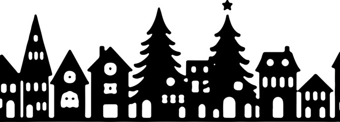 Winter Village Silhouette