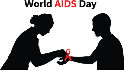 World AIDS Day with a red ribbon&mdash;show your support for AIDS awareness.