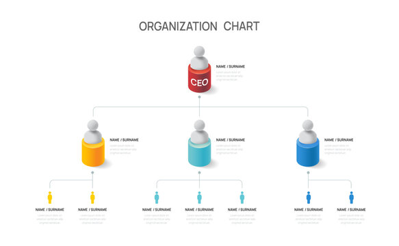 Corporate organization chart with businessman icons. Vector illustration.