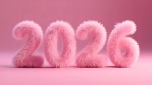Fluffy pink 2026 numbers a soft and playful design perfect for new year promotions and celebratory graphics