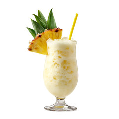 Delicious frozen Pi&ntilde;a Colada cocktail with pineapple garnish & straw png
