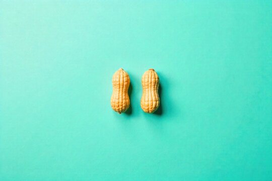 Peanut Halves Array Uniformly spaced peanut halves creating a grid like pattern on a contrasting backdrop. High angle, studio photograph of peanut halves arranged in a perfectly uniform grid pattern.