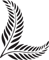 Fototapeta premium Stylized black leaves corner decorative graphic element design illustration. botanical ornament vector for decoration.