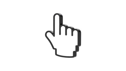 Obraz premium A 3D black outlined hand cursor points upwards, symbolizing selection or interaction in a digital user interface. background removed