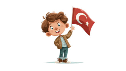 Little girl holding the Pakistan flag with proud and cheerful expression celebrating national pride isolated on white background