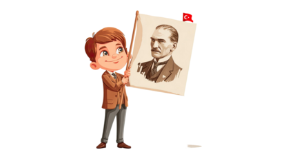 Young girl holding a blank banner with cheerful expression ready for messaging, celebration, or announcement isolated on white background