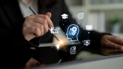 Concept of education and continuous learning. A network of e-learning resources for training, acquiring knowledge, and developing new skills for personal and professional growth. Fermion