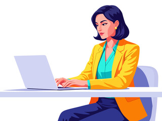 business woman working laptop