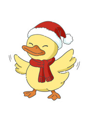 Adorable Duck Celebrating Christmas – Holiday Cartoon Art