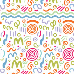 Colorful Abstract Doodle Shapes Seamless Pattern Keywords: abstract, pattern, seamless