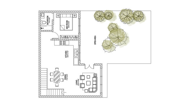 Modern House Home Architectural Plan With Furniture