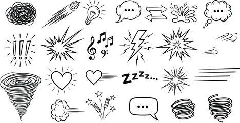 Collection of Hand Drawn Doodle Icons and Symbols on White vector illustration
