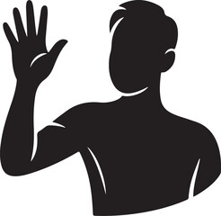 Silhouette person waving hello icon