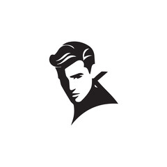 Black Vector Illustration of a Handsome Man in Clean Minimal Line Art Style on White Background