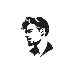 Black Vector Illustration of a Handsome Man in Clean Minimal Line Art Style on White Background