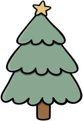 Hand drawn Cozy Christmas tree with star