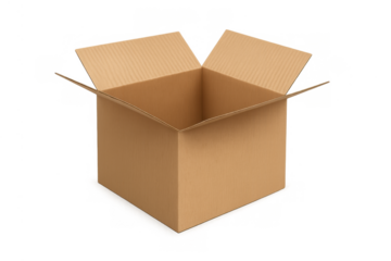 Open cardboard box ready for packing or delivery, empty container for shipping products, moving belongings