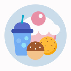 Soft Rounded Cartoon Food Icons with Glossy Shine