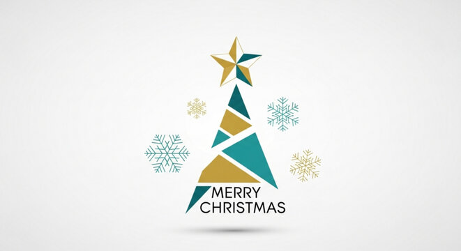 Stylish Merry Christmas tree design for modern holiday greetings, perfect for web banners, social media posts, and festive marketing campaigns - Powered by Adobe