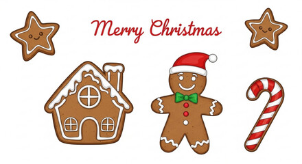 Festive gingerbread treats and holiday cheer, perfect for Christmas cards and seasonal promotions, bringing a touch of sweetness to your designs