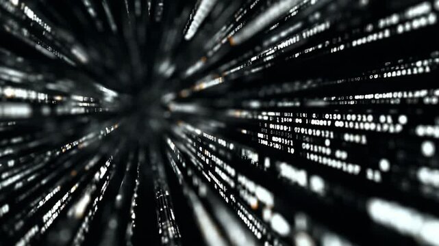 Futuristic Data Flow Background with Fast Flying Code Particles