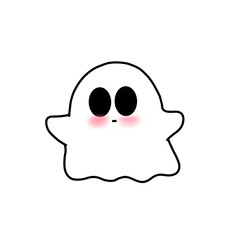 Charming Cartoon Ghost Character with Rosy Cheeks and Sweet Blush Isolated on White Background for Spooky or Friendly Themes
