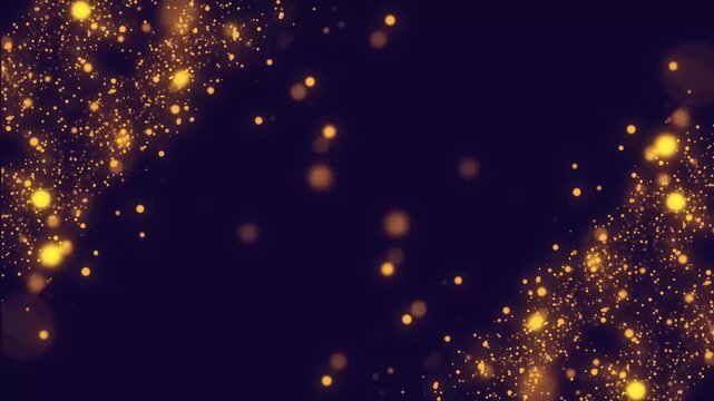 golden glitter glowing sparkle shiny bokeh particles motion abstract background, animation for party and festive holiday celebration
