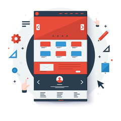 Modern flat style web design concept with colorful elements