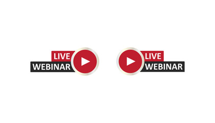 An icon representing a simultaneous online seminar or presentation marked with the text LIVE WEBINAR and a video play icon.