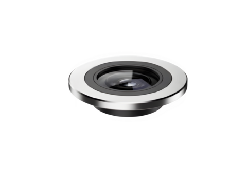 Close up of a circular metal object with a dark center