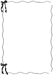 Hand drawn coquette frames. Vintage cute borders with ribbon and bow in simple crayon and whimsical style. Trendy art for bachelorette drink party and wedding invitations. Doodle vector illustration